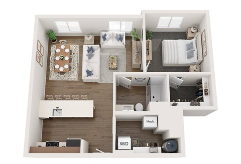 a 2 bedroom192 sq ft floor plan
